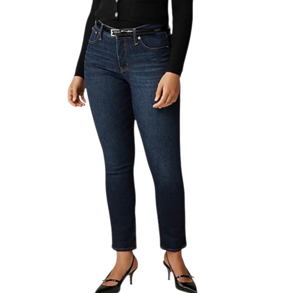 J. Crew 03 Slim Straight Jeans Dark Wash Mid Rise Crop Super Stretch Sculpted 30